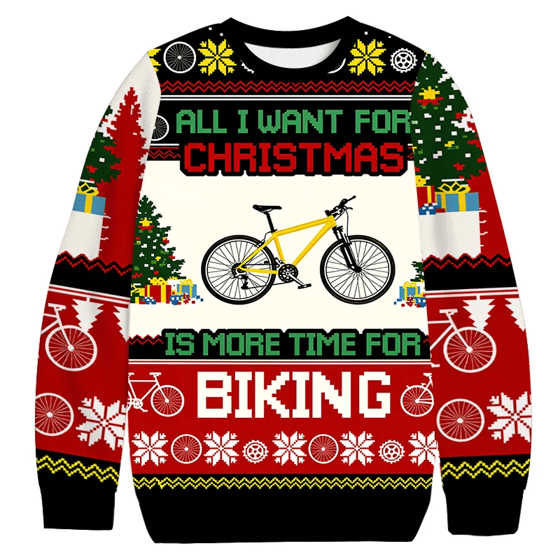 All I Want For Christmas Is For Biking Ugly Sweater, Funny Christmas Ugly Sweatshirt, Gift For Biker