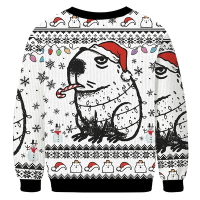 Capybara Smoking Xmas Candy Cane Vintage Christmas Sweater, Ugly Xmas Sweater, Christmas Ugly Sweatshirt