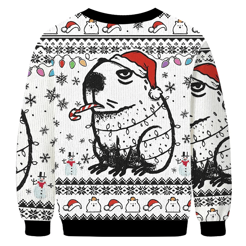 Capybara Smoking Xmas Candy Cane Vintage Christmas Sweater, Ugly Xmas Sweater, Christmas Ugly Sweatshirt