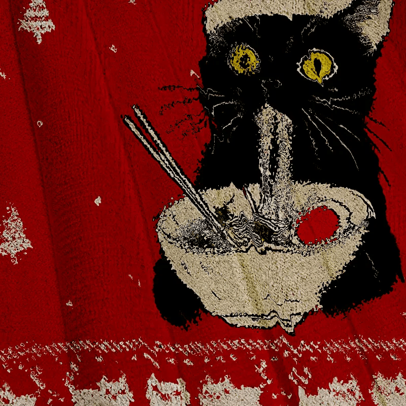 Ramen Cat Japanese Vintage Christmas Sweater, Ugly Xmas Sweater, Christmas Ugly Sweatshirt
