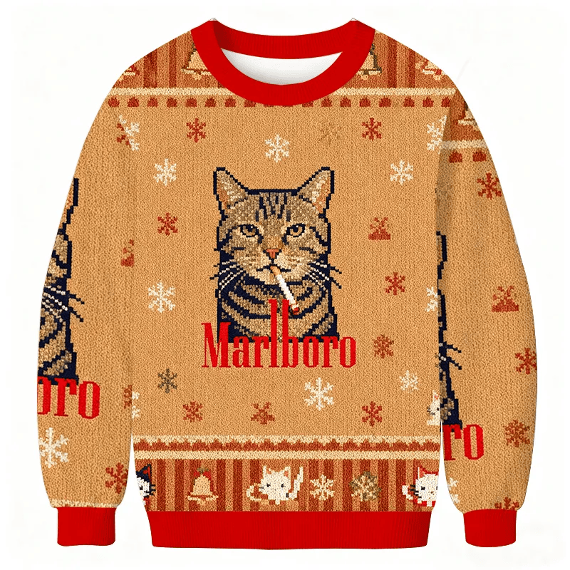 Funny Realistic Cat Meme Vintage Christmas Sweater, Ugly Xmas Sweater, Christmas Ugly Sweatshirt