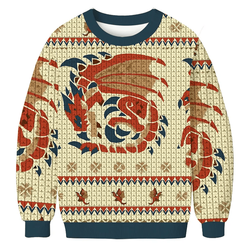 Rathalos Monster Hunter Vintage Christmas Sweater, Ugly Xmas Sweater, Christmas Ugly Sweatshirt ZZIPREV
