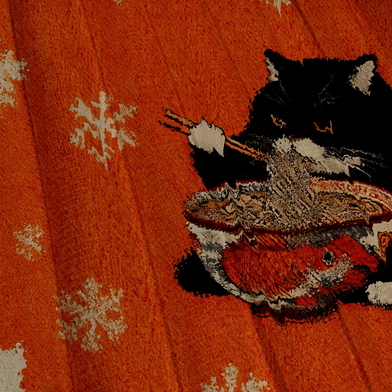 Fat Cat Eating Ramen Vintage Christmas Sweater, Ugly Xmas Sweater, Christmas Ugly Sweatshirt