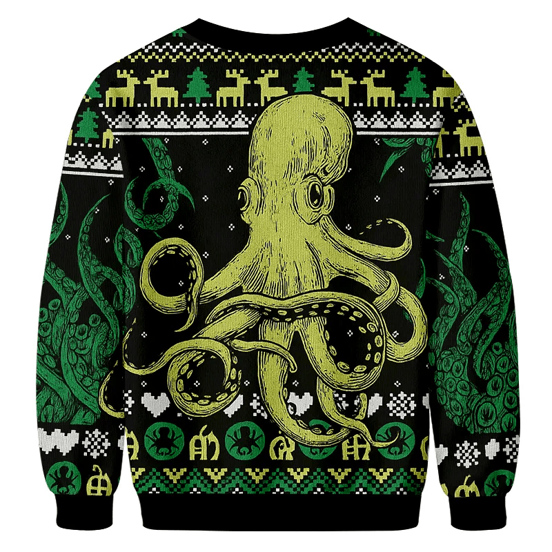 Octopus Kraken Cthulhu Vintage Christmas Sweater, Ugly Xmas Sweater, Christmas Ugly Sweatshirt