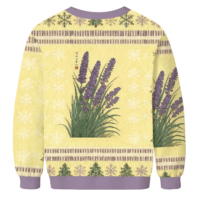Lavender Ukiyo-e Japanese Vintage Christmas Sweater, Ugly Xmas Sweater, Christmas Ugly Sweatshirt