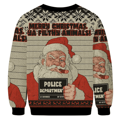 Santa's Mugshot Vintage Christmas Sweater, Ugly Xmas Sweater, Christmas Ugly Sweatshirt
