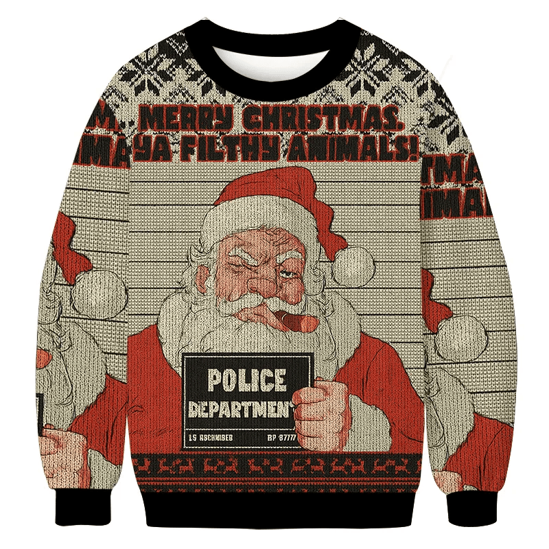 Santa's Mugshot Vintage Christmas Sweater, Ugly Xmas Sweater, Christmas Ugly Sweatshirt