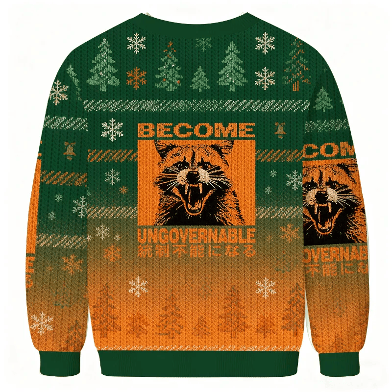 Ungovernable Raccoon Vintage Christmas Sweater, Ugly Xmas Sweater, Christmas Ugly Sweatshirt