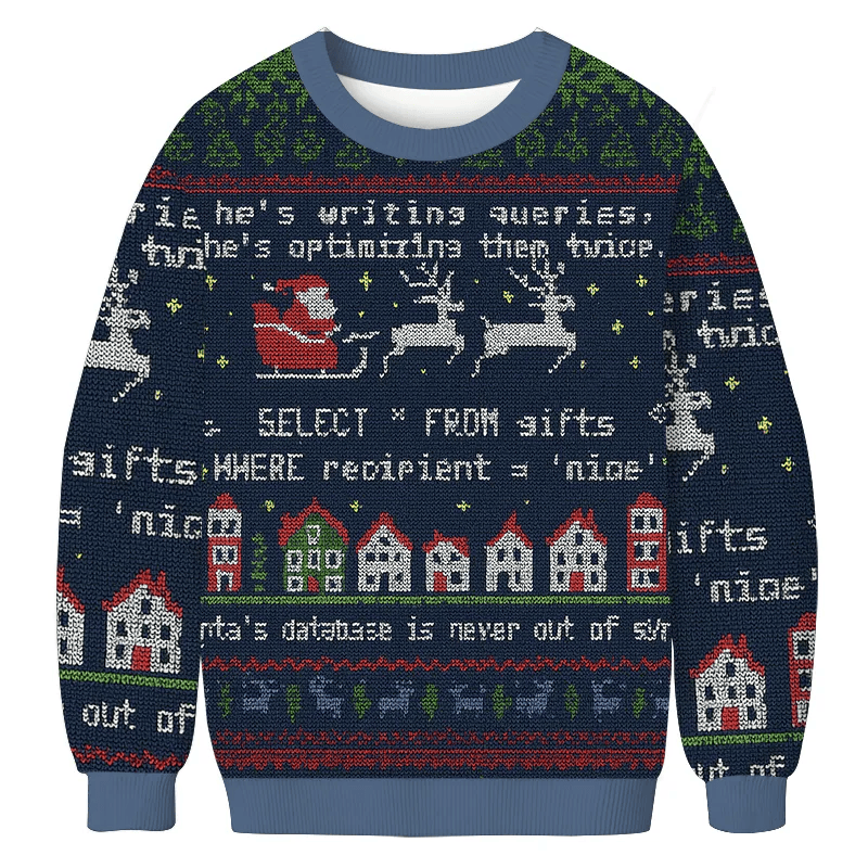 Santa's Database Never Out of Sync Vintage Christmas Sweater, Ugly Xmas Sweater, Christmas Ugly Sweatshirt
