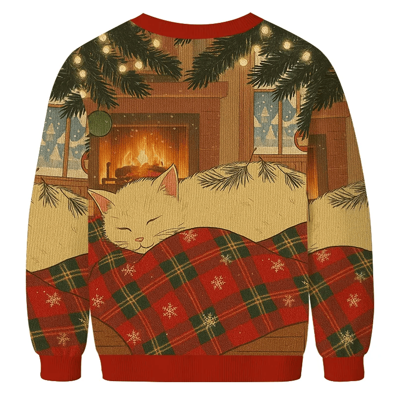 Napping Cat Vintage Christmas Sweater, Ugly Xmas Sweater, Christmas Ugly Sweatshirt