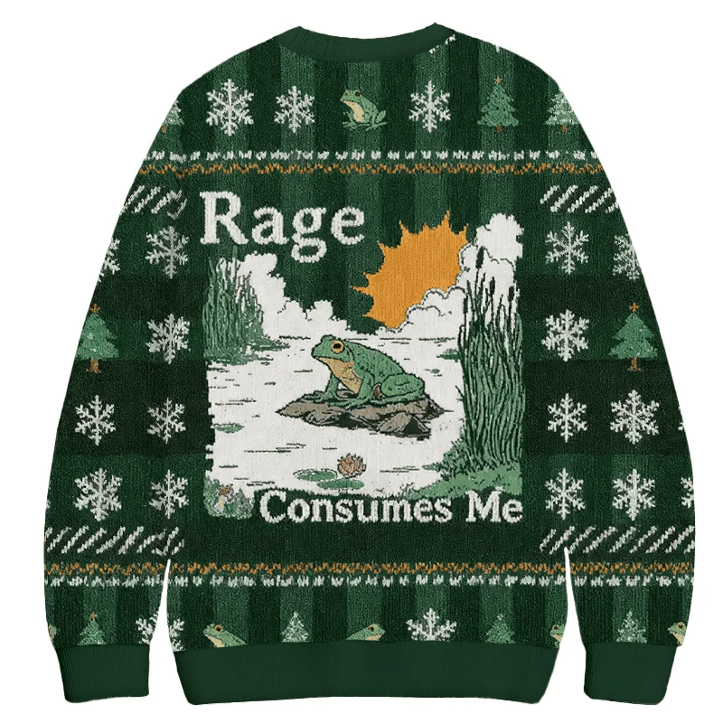 Rage Consumes Me Frog Pond Vintage Christmas Sweater, Ugly Xmas Sweater, Christmas Ugly Sweatshirt