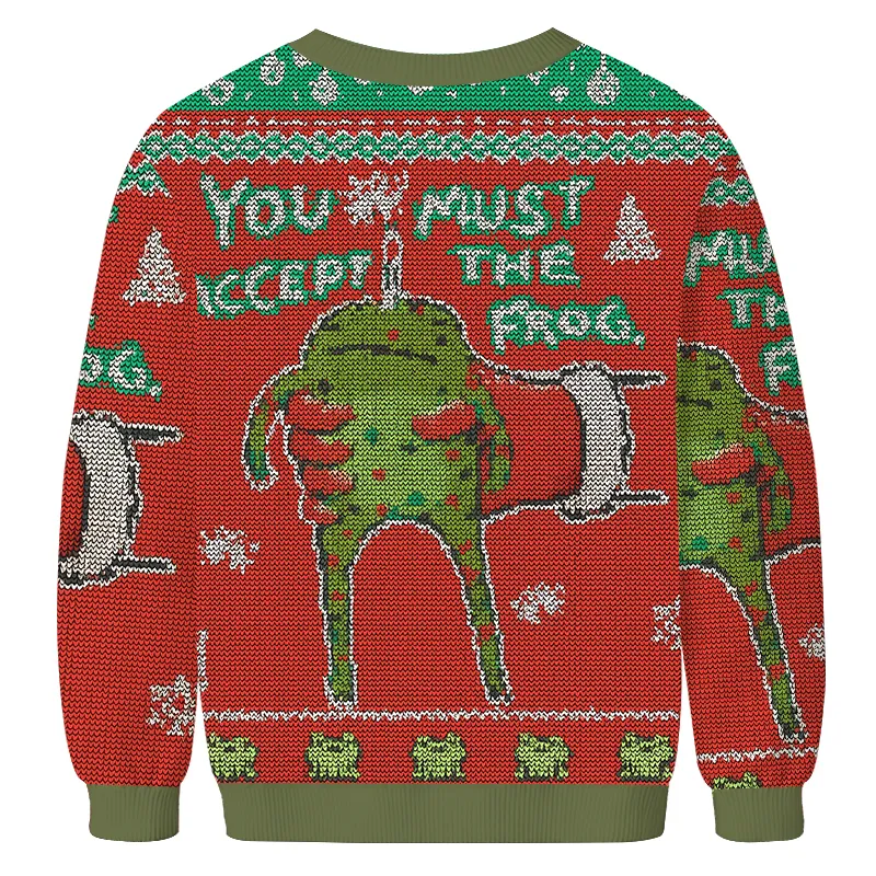 You Must Accept The Frog Vintage Christmas Sweater, Ugly Xmas Sweater, Christmas Ugly Sweatshirt