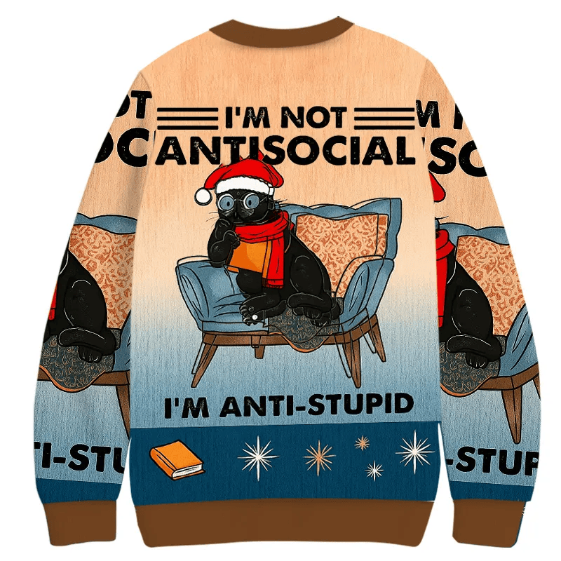 I'm Not Antisocial Meme Vintage Christmas Sweater, Ugly Xmas Sweater, Christmas Ugly Sweatshirt