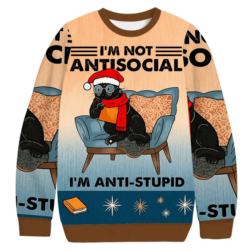 I'm Not Antisocial Meme Vintage Christmas Sweater, Ugly Xmas Sweater, Christmas Ugly Sweatshirt