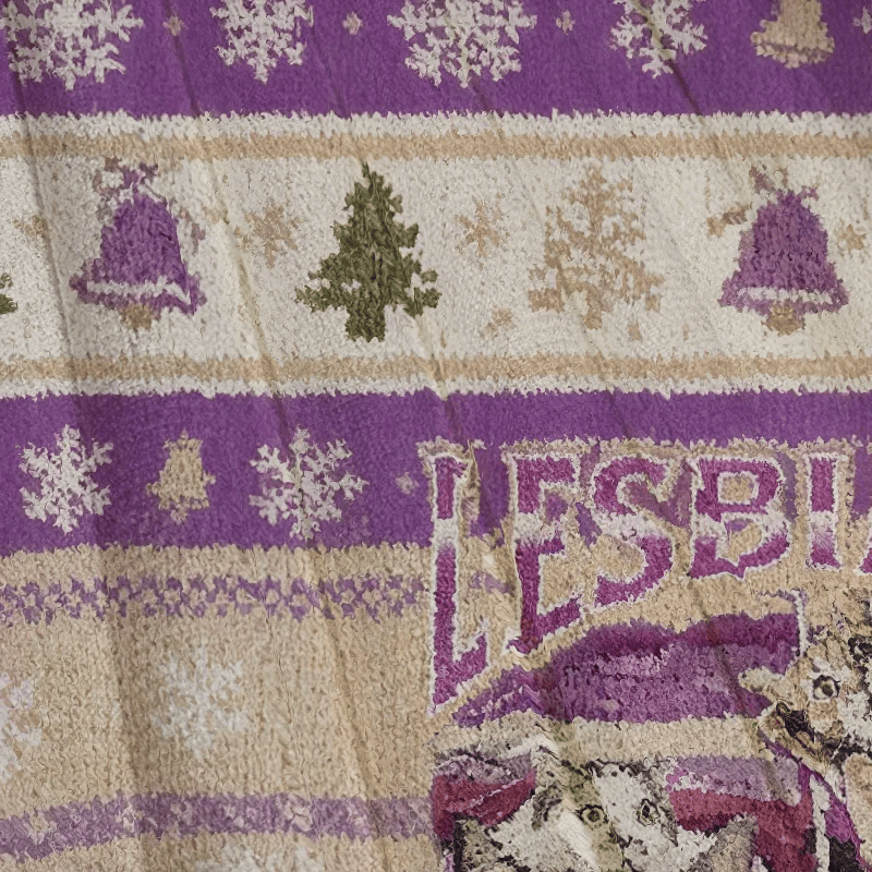 Lesbians Eat What Fun Cats Purple Vintage Christmas Sweater, Ugly Xmas Sweater, Christmas Ugly Sweatshirt