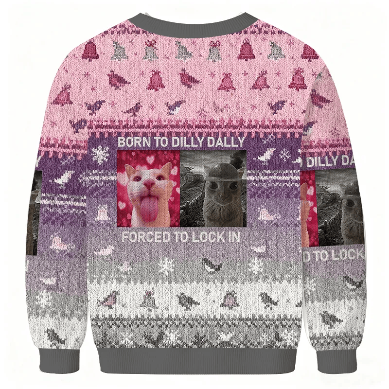 Born To Dilly Dally Vintage Christmas Sweater, Ugly Xmas Sweater, Christmas Ugly Sweatshirt