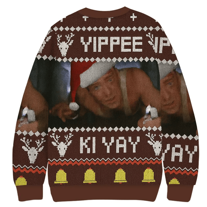 Retro Yippee Ki Yay Die Hard Vintage Christmas Sweater, Ugly Xmas Sweater, Christmas Ugly Sweatshirt ZZIPREV