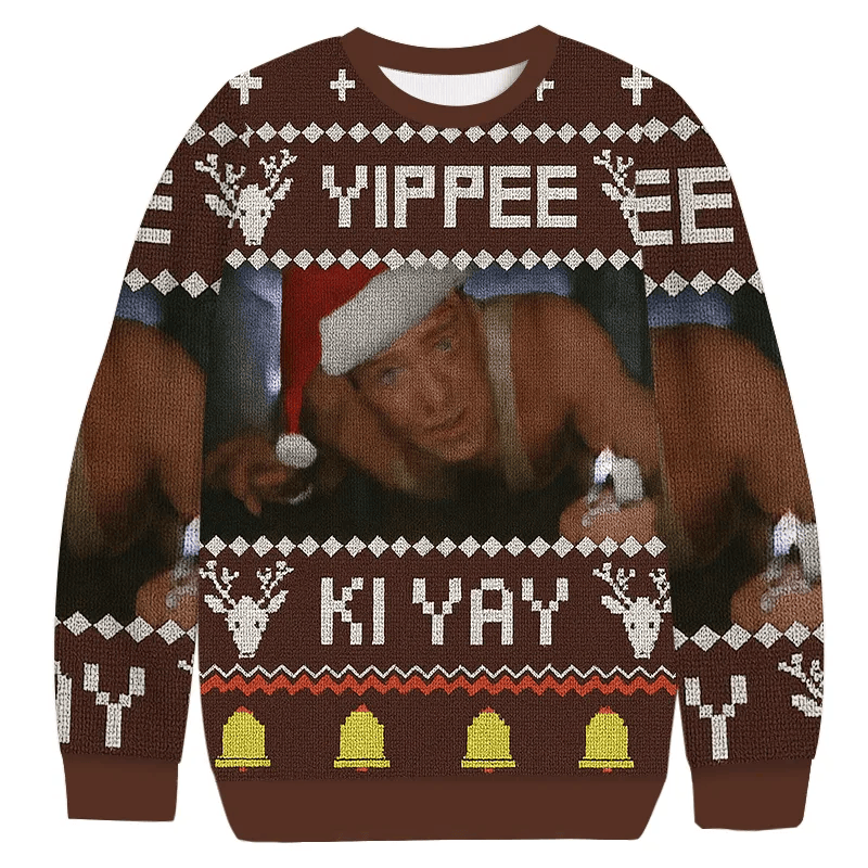 Retro Yippee Ki Yay Die Hard Vintage Christmas Sweater, Ugly Xmas Sweater, Christmas Ugly Sweatshirt ZZIPREV