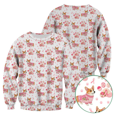 Corgi Pink Ribbon Scrub for Women - Breast Cancer Awareness Shirt - Floral Dog Paw Print Nursing Uniform - Support Gift