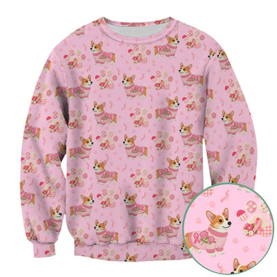Corgi Pink Ribbon Scrub for Women - Breast Cancer Awareness Shirt - Floral Dog Paw Print Nursing Uniform - Support Gift