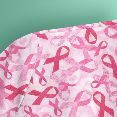 Breast Cancer Awareness Scrub Top - Pink Ribbon Nurse Shirt All Over Print - RN CNA LPN Gift