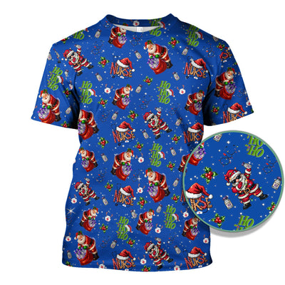 Santa Nurse Christmas Scrub Shirt - Funny Holiday Scrub Top Multi Colors - Cute Nursing Work Shirt with Pockets