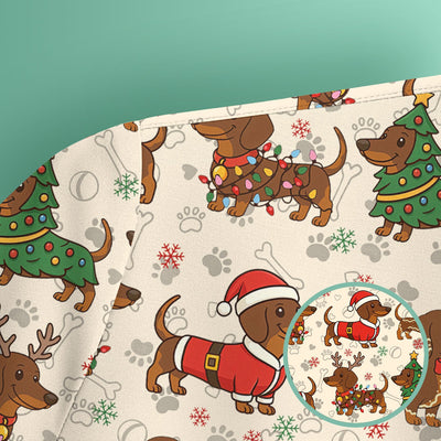 Christmas Dachshund Scrub Top - Funny Sausage Dog Wiener Holiday Nurse Shirt - Xmas Medical Uniform Gift for RN CNA LPN