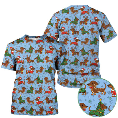 Christmas Dachshund Scrub Top - Funny Sausage Dog Wiener Holiday Nurse Shirt - Xmas Medical Uniform Gift for RN CNA LPN