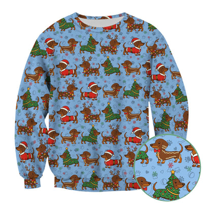 Christmas Dachshund Scrub Top - Funny Sausage Dog Wiener Holiday Nurse Shirt - Xmas Medical Uniform Gift for RN CNA LPN