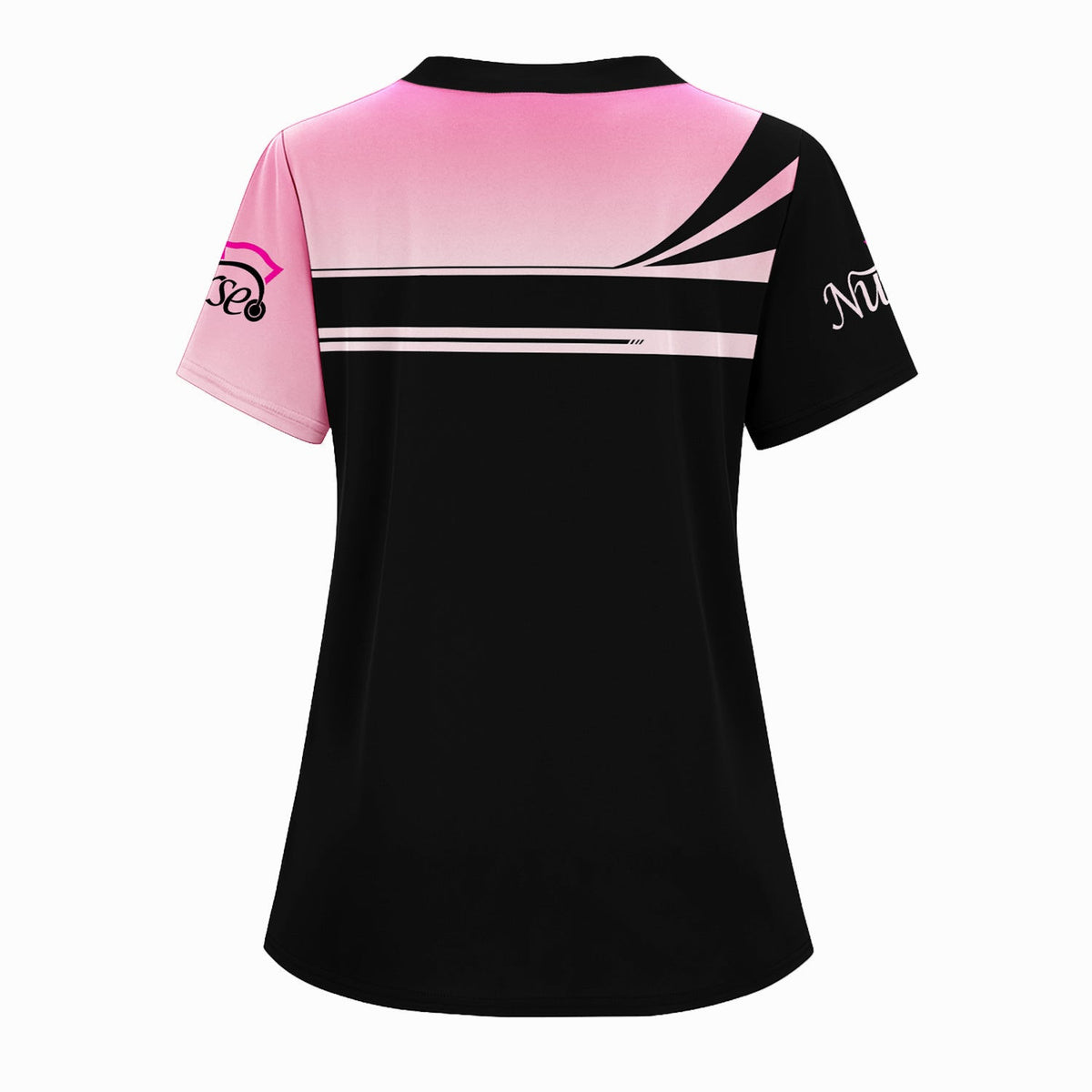 Personalized Breast Cancer Awareness Scrub Top - I Wear Pink For My Wife - RN LPN CNA Healthcare Workers Gift