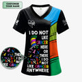 Personalized Breast Cancer Awareness Scrub Top - I Do Not Like Cancer Anywhere - Gift for Women RN LPN