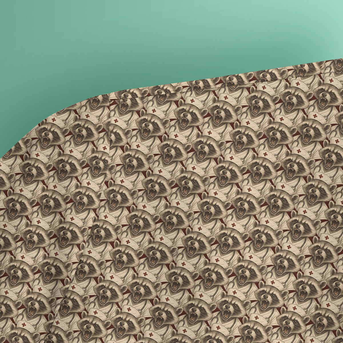 Vintage Angry Raccoon Scrub - Repeating Nurse Raccoon Pattern Graphic Design - Gift for Women RN, LPN, CNA
