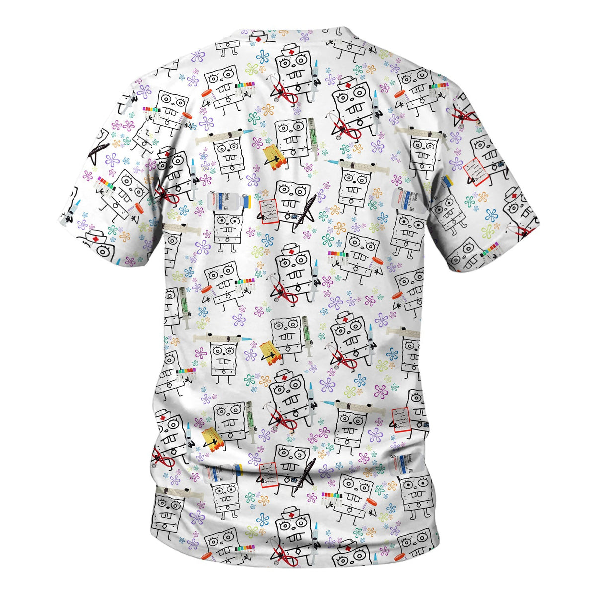 Personalized Doodle Bob Energy Drink Nurse Shirt - Funny Cartoon Medical Graphic Tee - Gift for RN MD RT CNA Paramedic Healthcare Staff