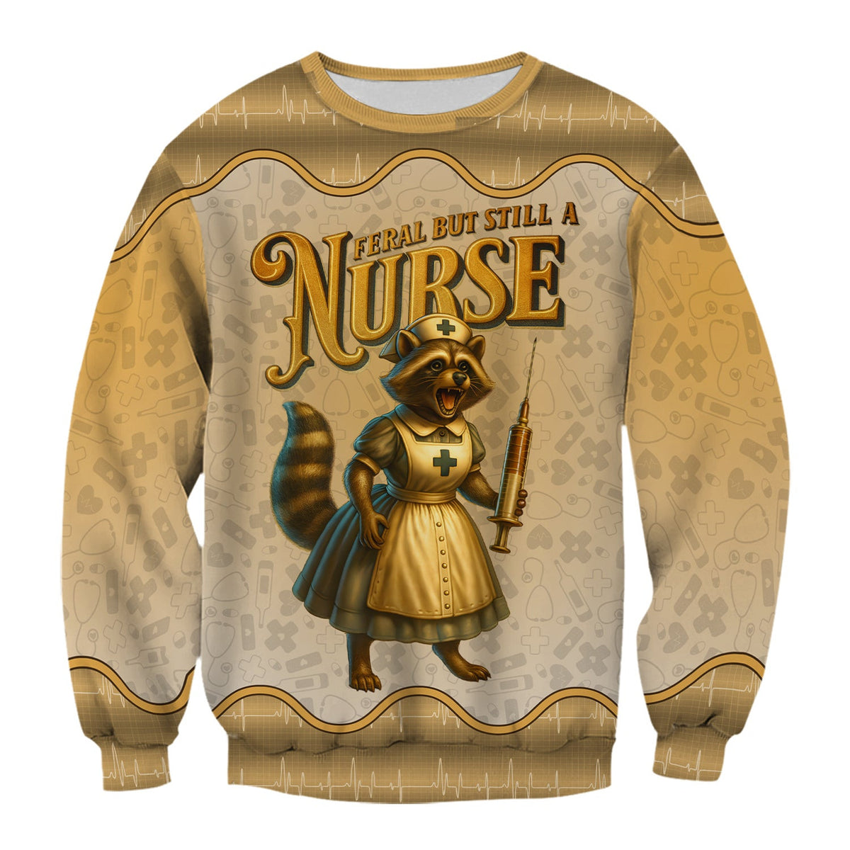 Personalized Vintage Raccoon Nurse Shirt - Funny Feral Raccoon with Syringe Graphic Tee - Gift for Women RN, LPN, CNA