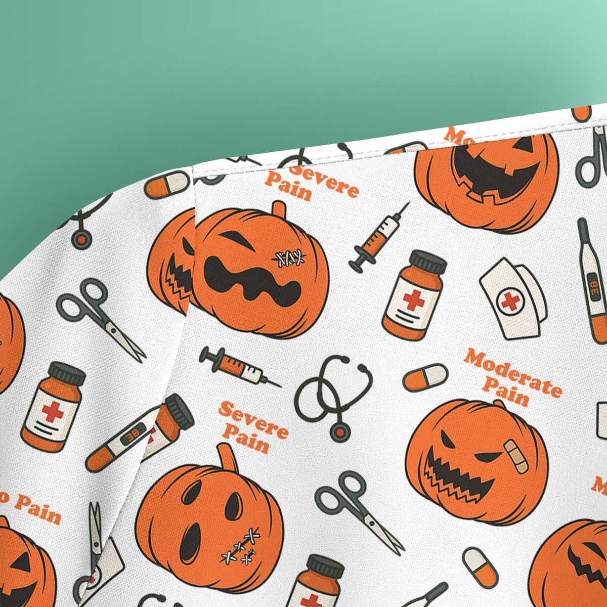 Halloween Nurse Scrub Top - Pumpkin Pain Scale Medical Shirt - Spooky Gift for RN LPN CNA