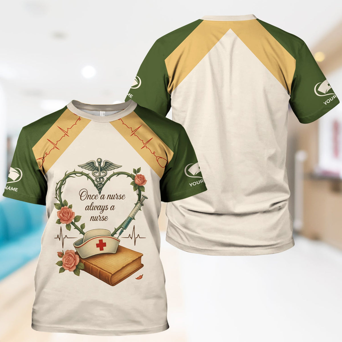 Personalized Nurse Shirt for Women - Once a Nurse Always a Nurse Graphic Tee - Gift for RN LPN CNA Nursing Staff