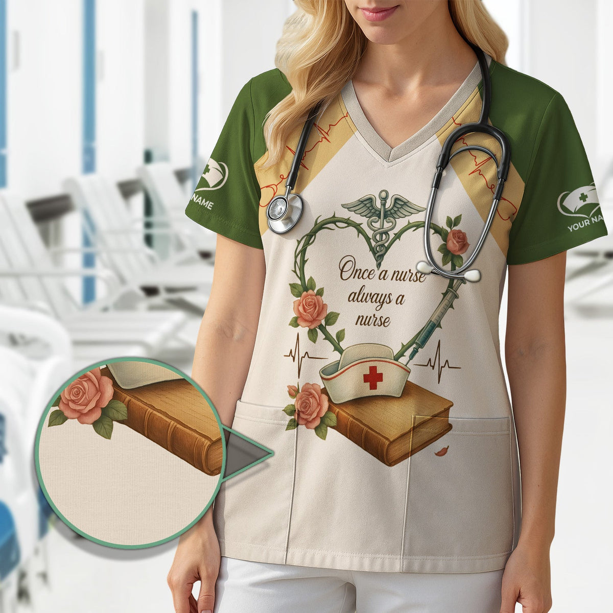 Personalized Nurse Shirt for Women - Once a Nurse Always a Nurse Graphic Tee - Gift for RN LPN CNA Nursing Staff
