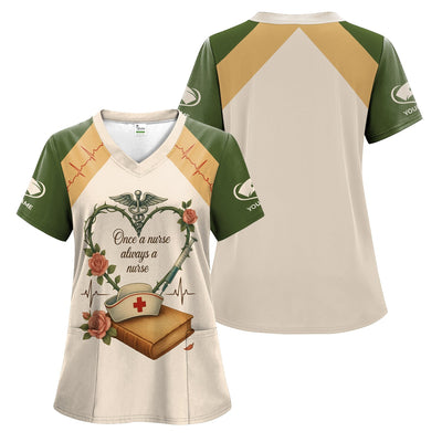 Personalized Nurse Shirt for Women - Once a Nurse Always a Nurse Graphic Tee - Gift for RN LPN CNA Nursing Staff