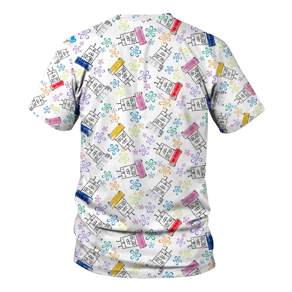 Doodle Bob Energy Drink Nurse Scrub Top - Cute Cartoon Medical Design - RN MD CNA RT Paramedic Healthcare Gift