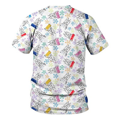 Doodle Bob Energy Drink Nurse Scrub Top - Cute Cartoon Medical Design - RN MD CNA RT Paramedic Healthcare Gift
