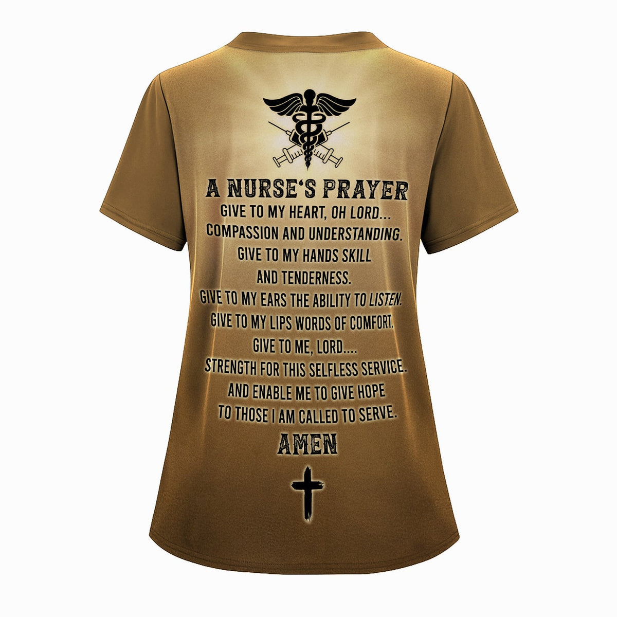 Custom Faith Nurse Scrub Top - Give To My Heart Prayer Graphic - Gift for Christian Nurses RN LPN CNA