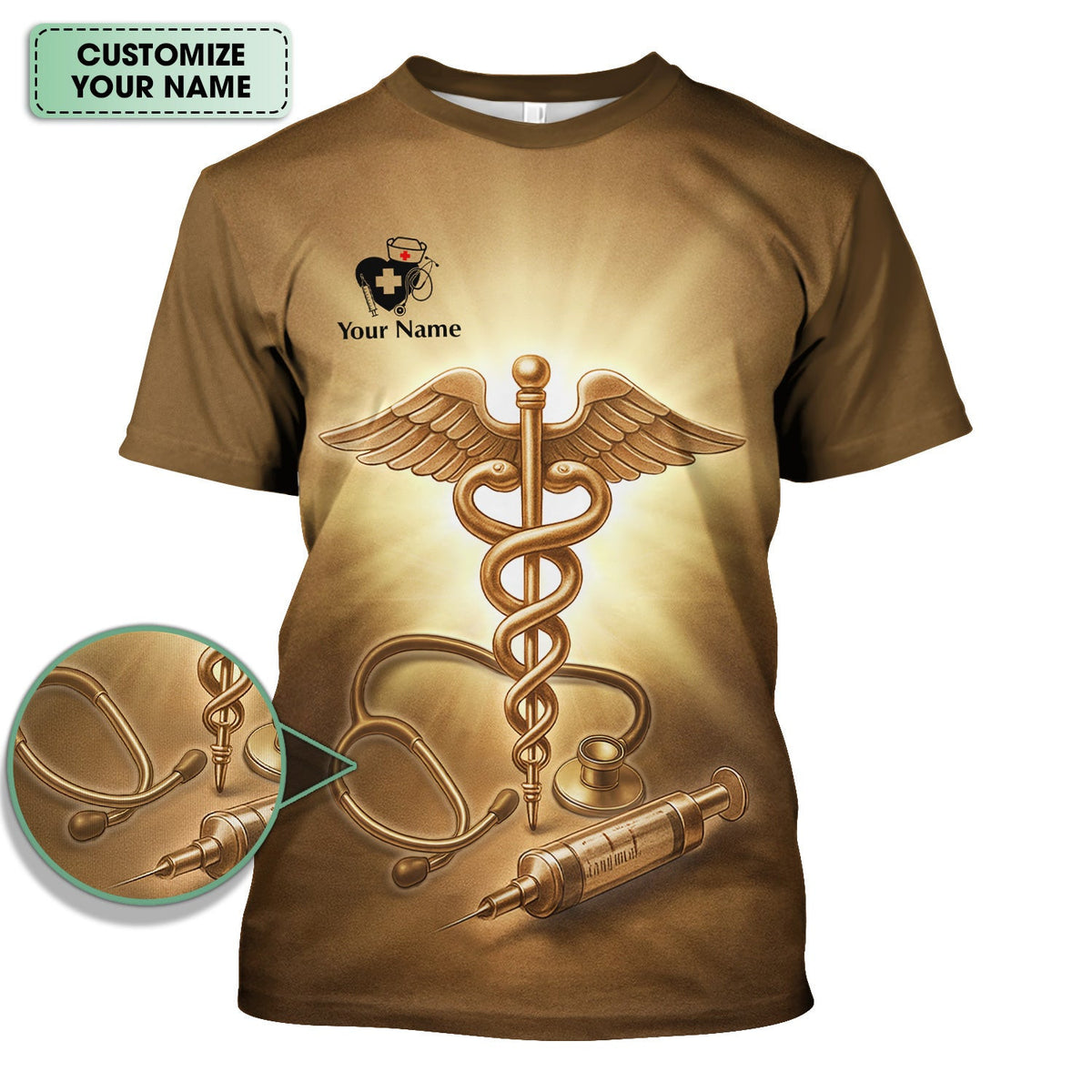Custom Faith Nurse Scrub Top - Give To My Heart Prayer Graphic - Gift for Christian Nurses RN LPN CNA