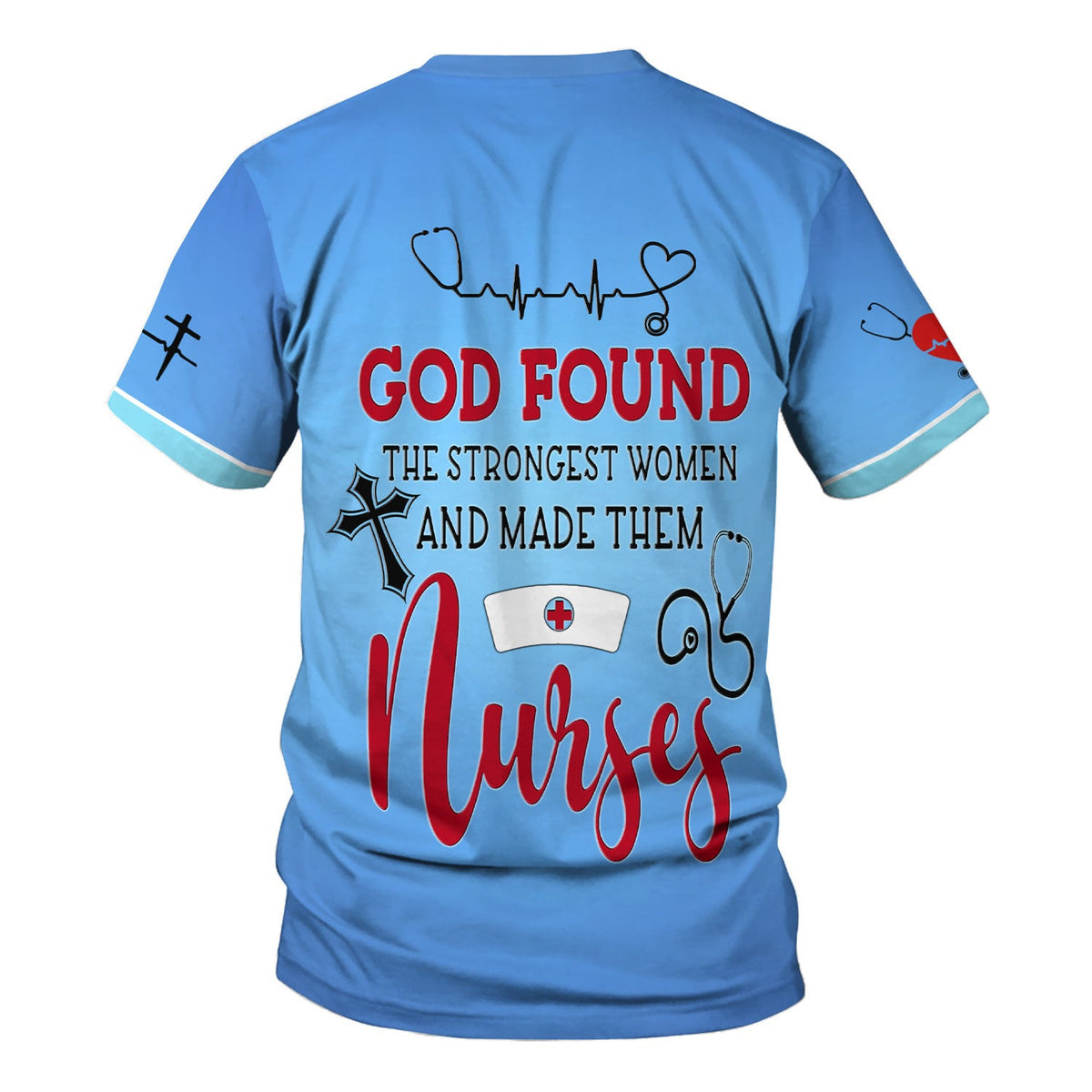 Personalized Christian Nurse Scrub Top - Strongest Women Made Nurses Faith Quote - Gift for Women RN LPN & Healthcare Workers