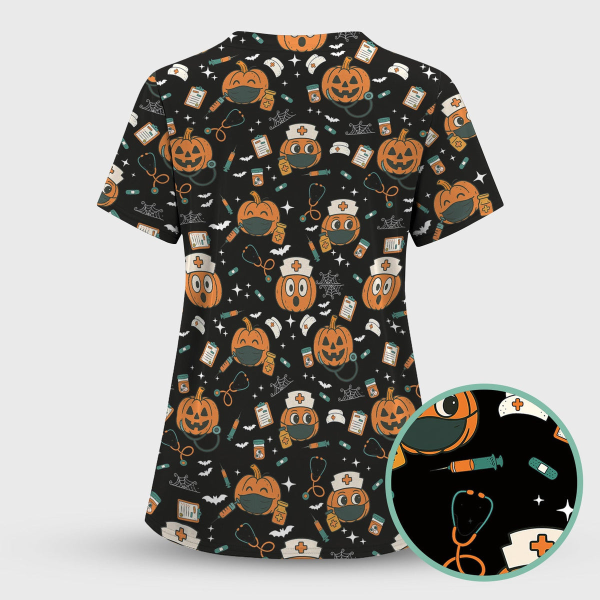 Halloween Nurse Scrub Top - Cute Holiday Scrub for Nurse - Spooky Halloween Gift for CNA RN LPN