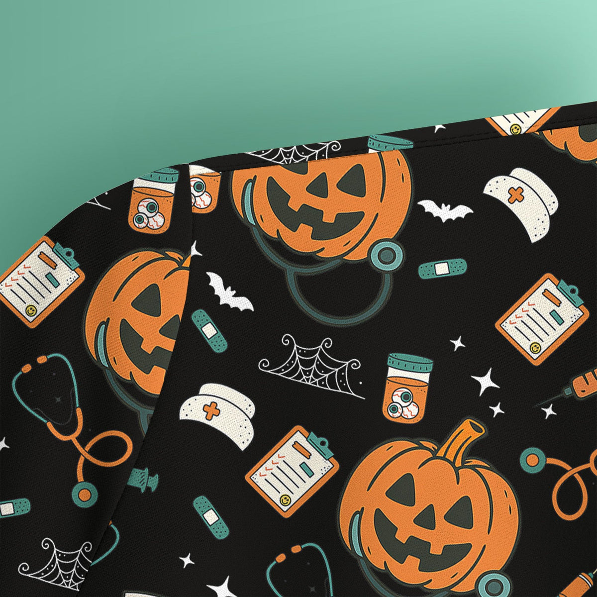 Halloween Nurse Scrub Top - Cute Holiday Scrub for Nurse - Spooky Halloween Gift for CNA RN LPN