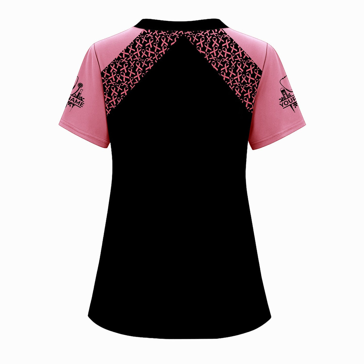 In October We Wear Pink Nurse Scrub Top - Breast Cancer Awareness Halloween Medical - Custom CNA RN LPN Nursing Apparel Gift
