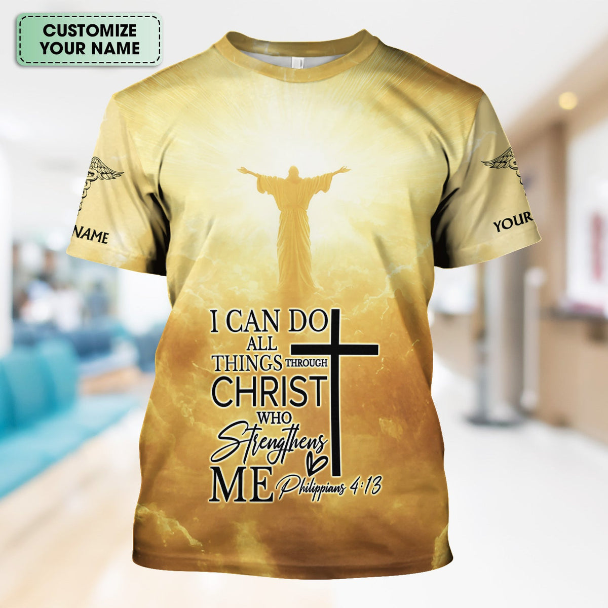 Personalized Nursing Faith Shirt for Women - Bible Verse All Things Through Christ - RN LPN CNA ER Gift