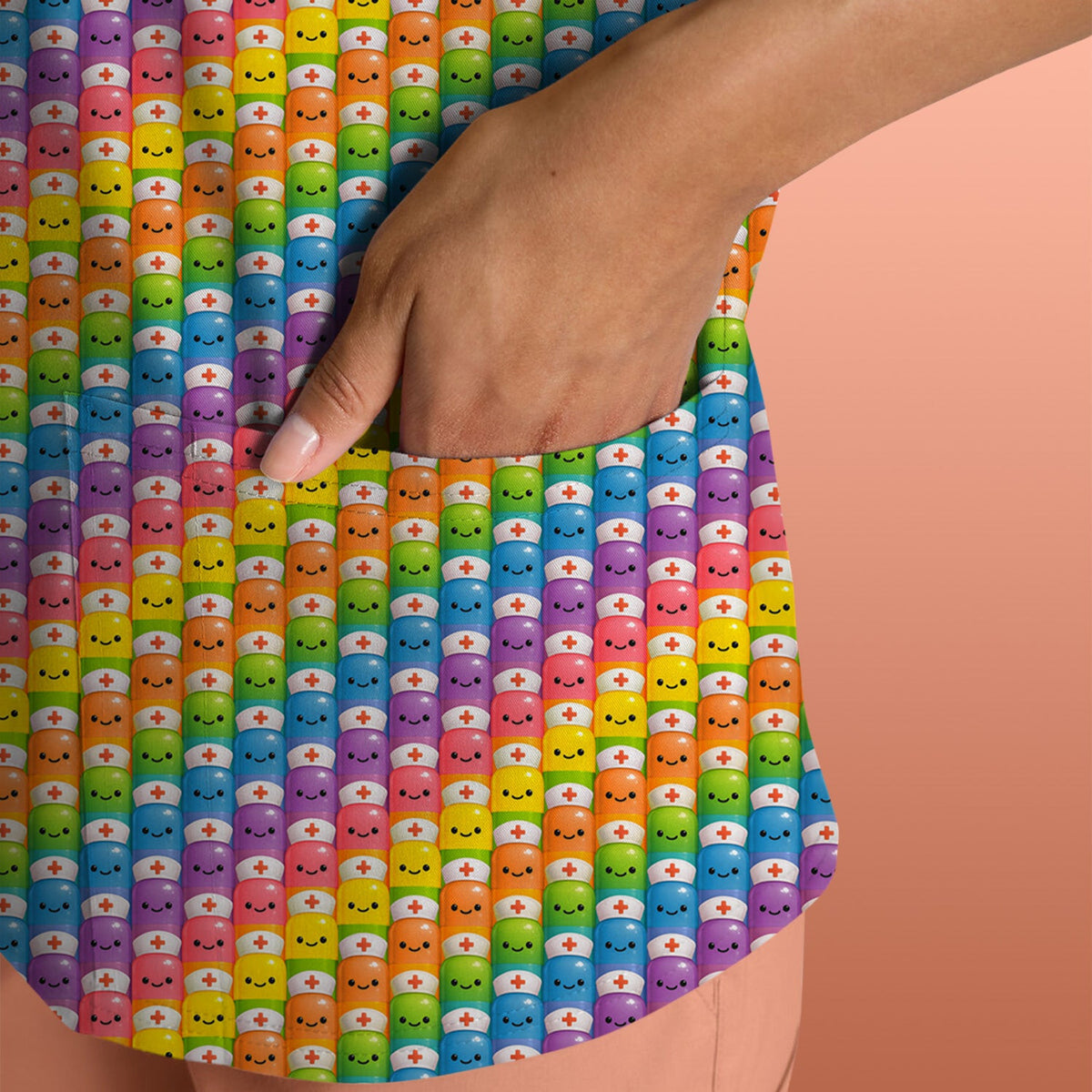 Cute Rainbow Nurse T-Shirt - Pill Cartoon with Syringe Graphic Design - Gift for RN CNA LPN or Nursing Student