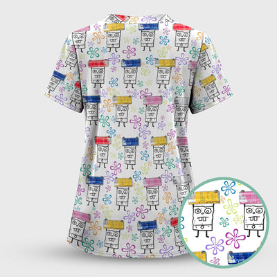Funny Doodle Bob Energy Drink Nurse Shirt - Cute Cartoon Medical Graphic Tee - Gift for RN MD CNA RT Paramedic Phlebotomist Healthcare