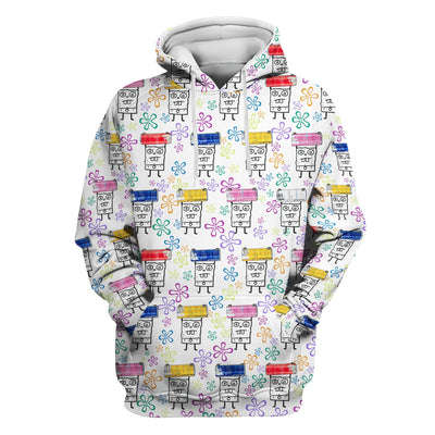 Funny Doodle Bob Energy Drink Nurse Shirt - Cute Cartoon Medical Graphic Tee - Gift for RN MD CNA RT Paramedic Phlebotomist Healthcare